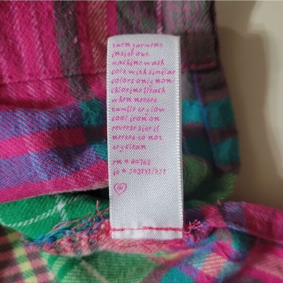 Victoria's Secret Rainbow Stripe Plaid Button-Down Pink Long Sleeve Shirt - Picture 14 of 16